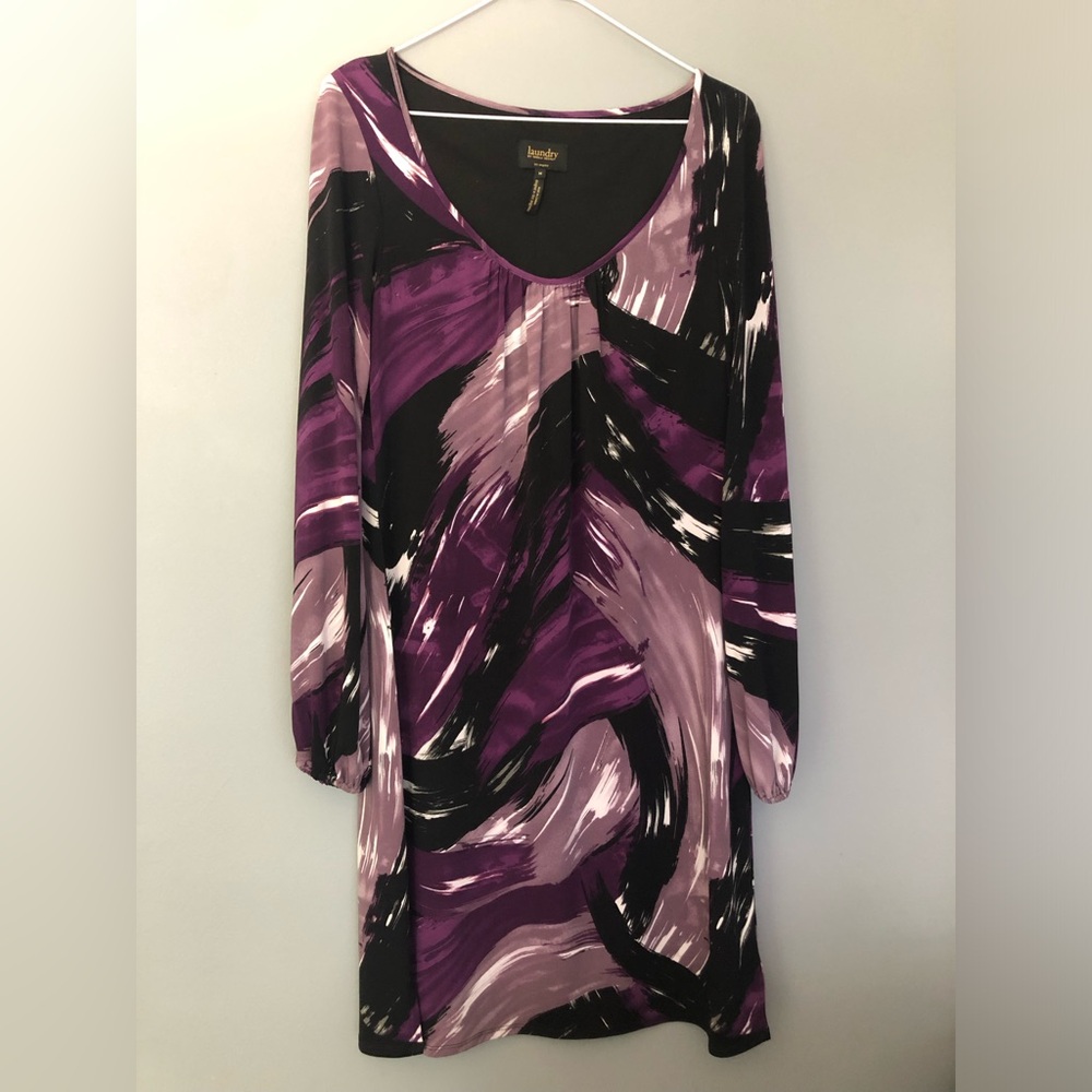 Laundry by Shelli Segal Size Medium Purple Long Sleeve Dress
